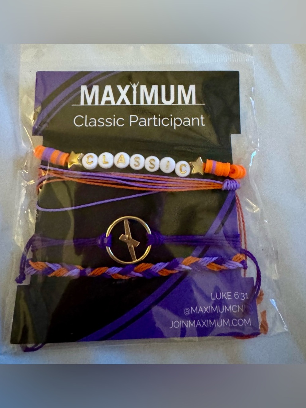 NWT Maximum Classic Participant Purple & Orange Bracelet Set CHEER